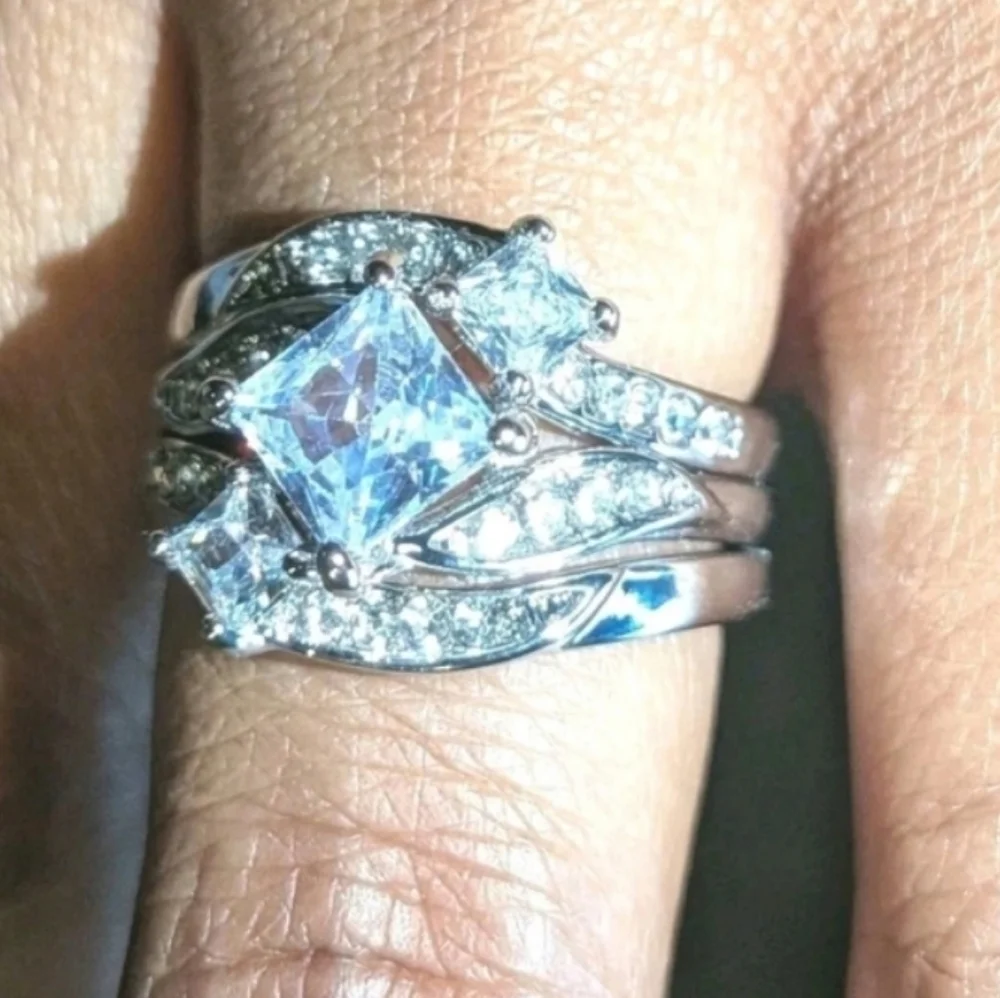 Womens 4ct Intricate Detailed Lab Created Diamond Engagement Ring Set Sz7
